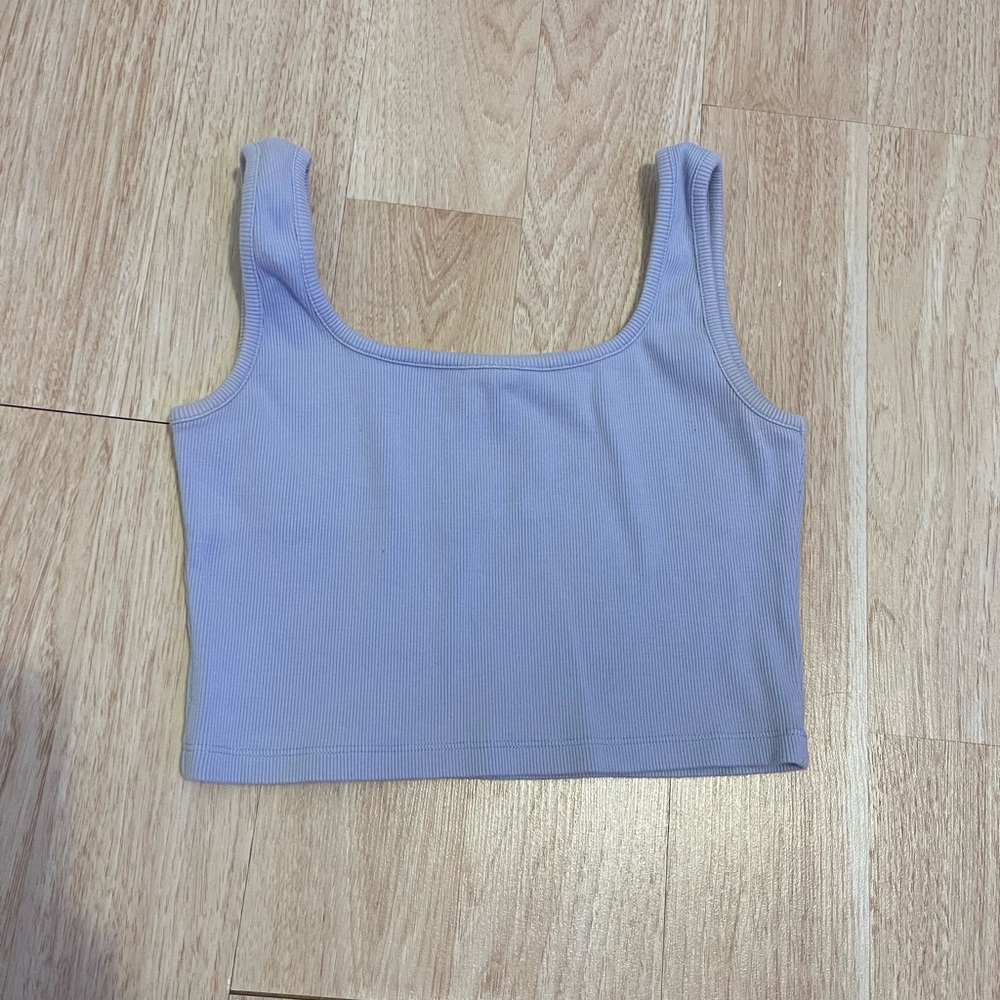Light Blue Ribbed Tank Top - Picture 2 of 4